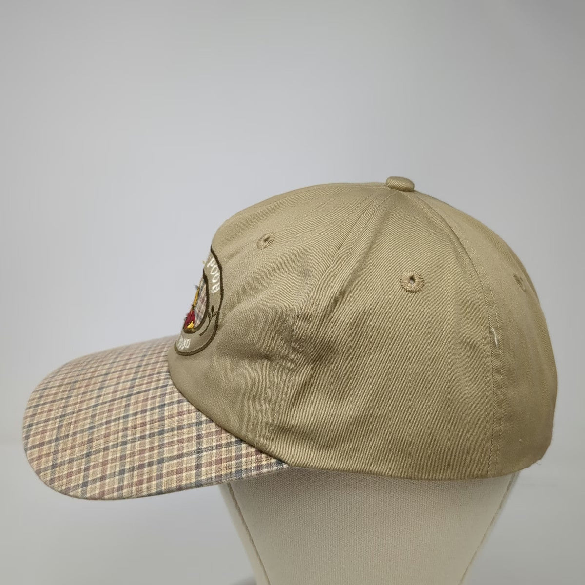 Pooh Baseball Cap Beige One Size Plaid Brim Winnie 100 Acre Wood Embroidery Hat