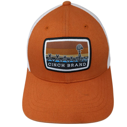 Cinch Brand Snapback Mesh Back Trucker Hat Orange One Size Adjustable