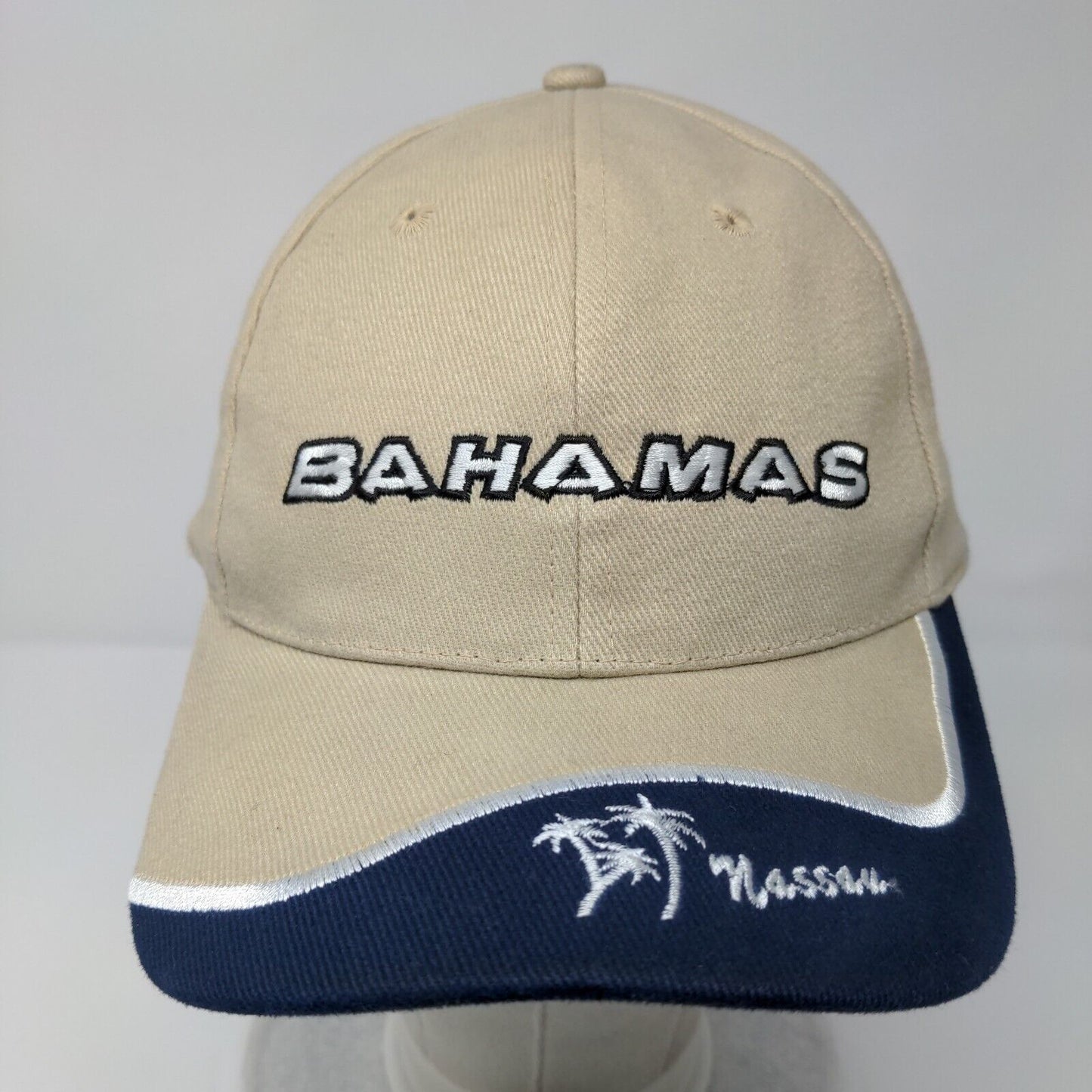 Bahamas Nassau Strapback Hat Tan 58cm Adjustable Embroidered 6 Panel
