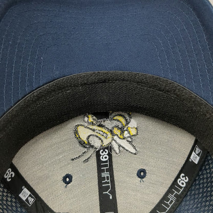 New Era Baseball Cap Blue M Mascot Yellow Jacket Mesh Stretch Fit 39THIRTY Hat