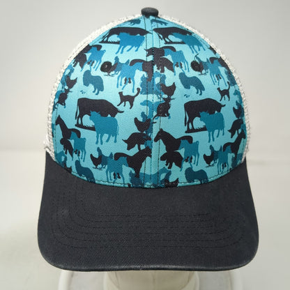 D&B Supply Trucker Hat Blue OSFM Farm Animal Print Mesh Back Snapback Horse Cow