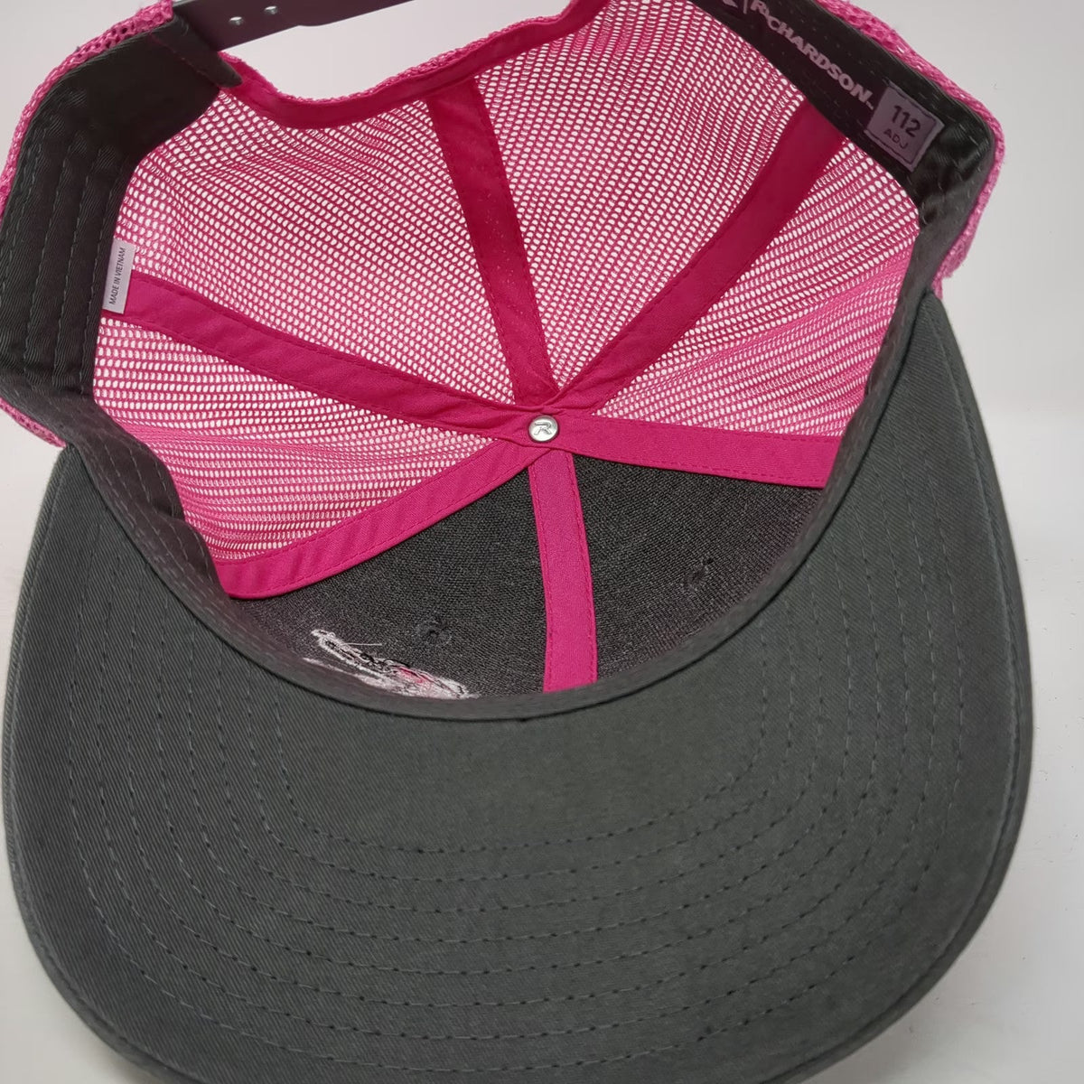 Richardson Trucker Hat Gray Pink One Size Sockeye Brewing Fish Logo 112 Mesh