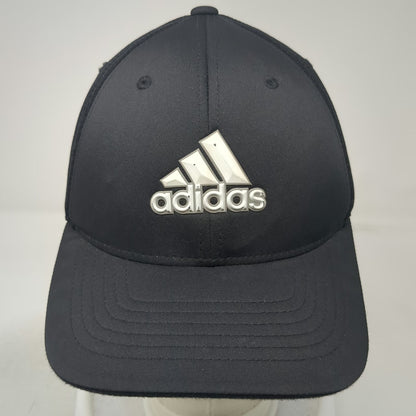 Adidas Baseball Cap Black XL Flexfit Mesh Back Reflective Stripe Rubberized Hat