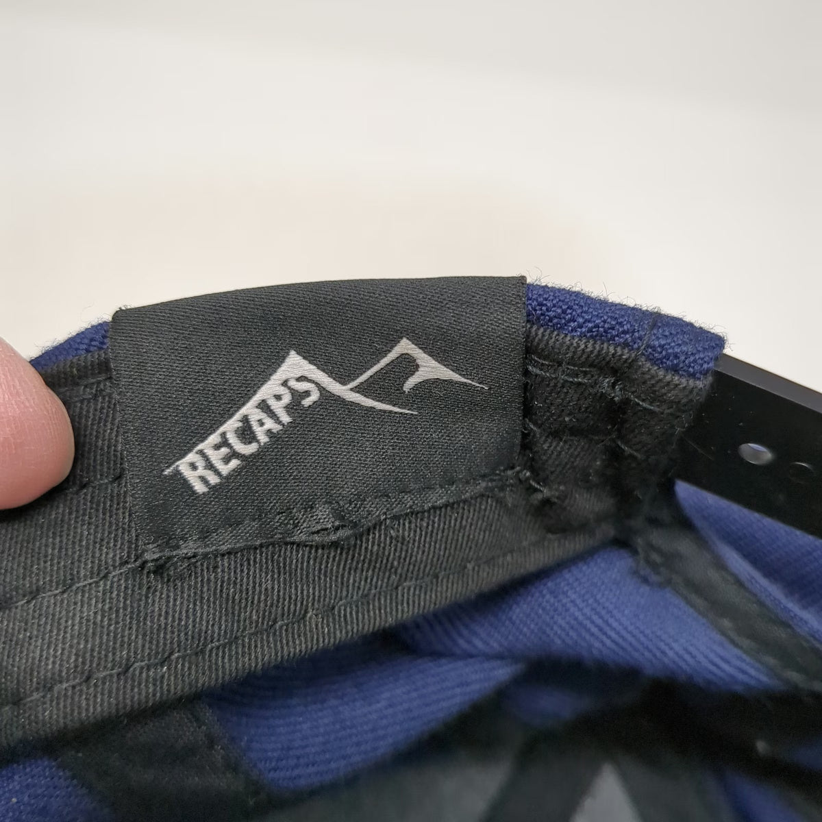 Recaps 5 Panel Blue Black Hat One Size Snapback Skier Mountain Graphic Patch