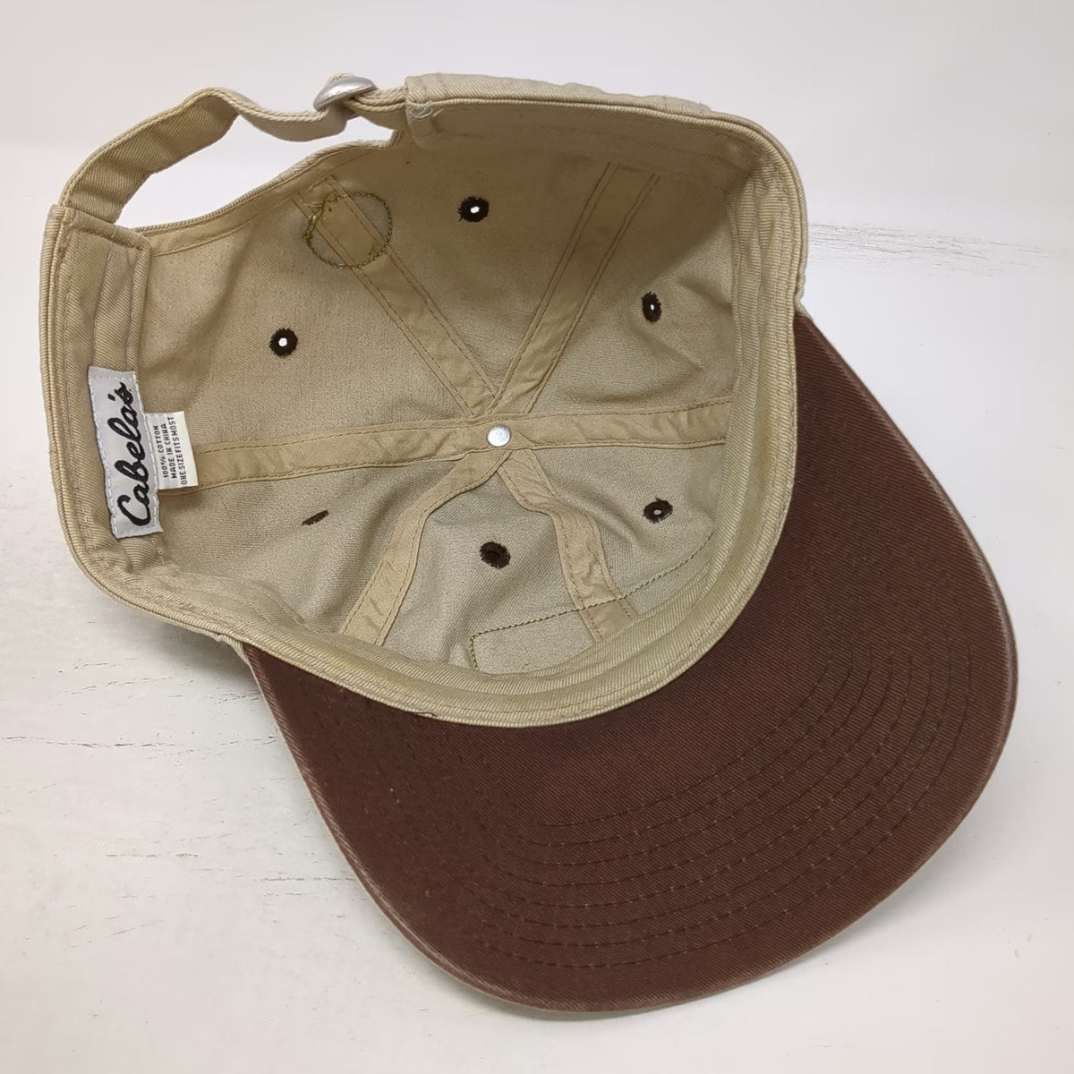 Cabela's Baseball Cap Beige Brown One Size 1961 Outdoor Gear Slideback Logo Hat