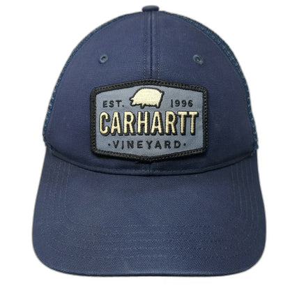 Carhartt Trucker Hat Blue One Size Mesh Santa Ynez Valley Vineyard Pig Patch