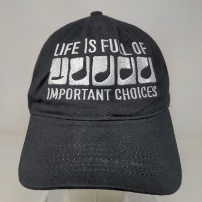 Queensboro Slideback Hat One Size Black Embroidered Print Vent Holes