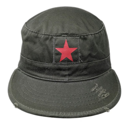 Army Cap Green 7 1/4 Red Star Military Style Combat Surplus Work Gear Hat