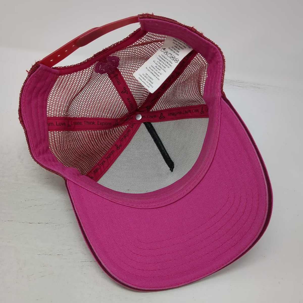 prAna Trucker Hat Pink One Size Mandala Floral Pattern Mesh Back Snapback Logo