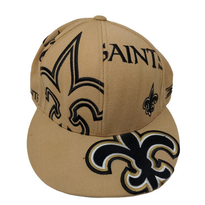 Reebok NFL Men's Fitted Hat Tan 7 1/4 Wool New Orleans Saints Embroidered Logo