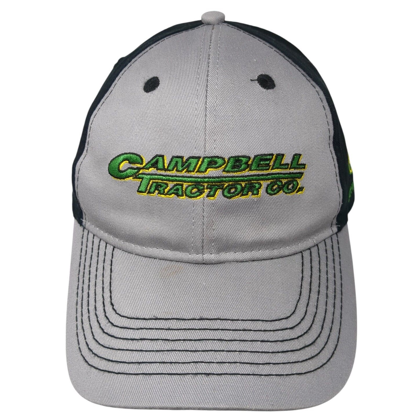 Campbell Tractor Co Strapback Hat Gray OS Adjustable Embroidered John Deere