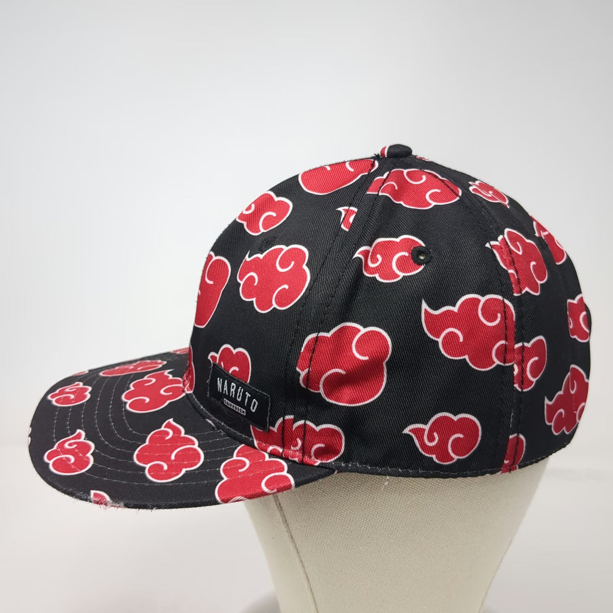 Naruto Shippuden Snapback Hat Black Red White One Size Akatsuki Cloud Print