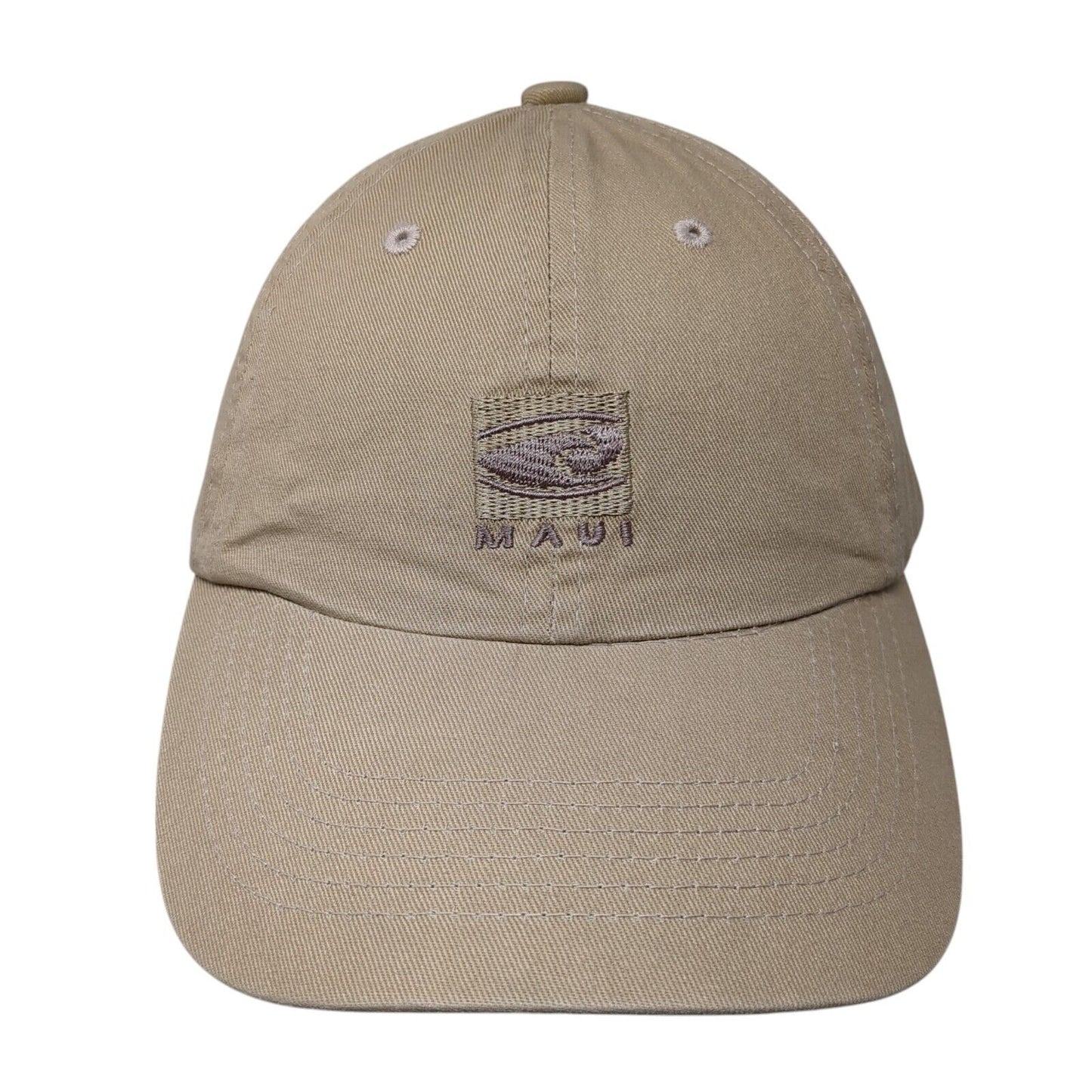 MAUI Slideback Hat Brown One Size Adjustable Embroidered Hawaiian Headwear