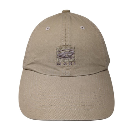 MAUI Slideback Hat Brown One Size Adjustable Embroidered Hawaiian Headwear