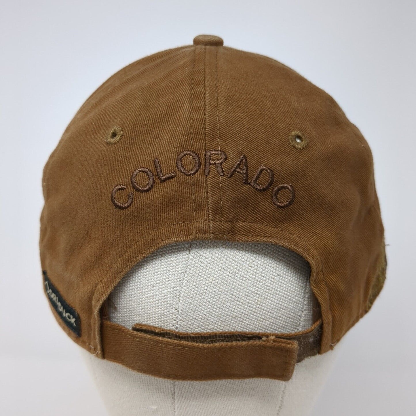 Mesa Lakes Lodge Colorado Strapback Hat Brown OS Adjustable Embroidered Dri-Duck