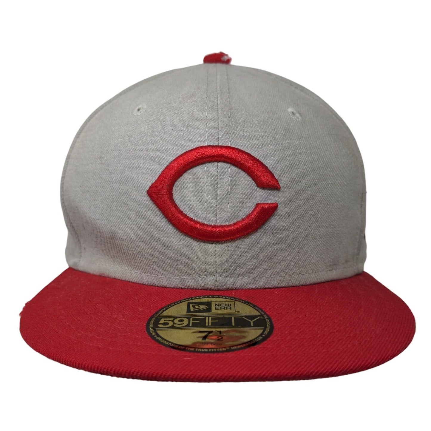 New Era 59Fifty Cooperstown Men's Fitted Hat Gray 7 1/2 Cincinnati Reds Lonnie