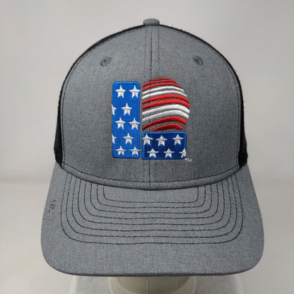 American Flag Lewis Corporation Snapback Trucker Hat Gray OSFA Patriotic MAX