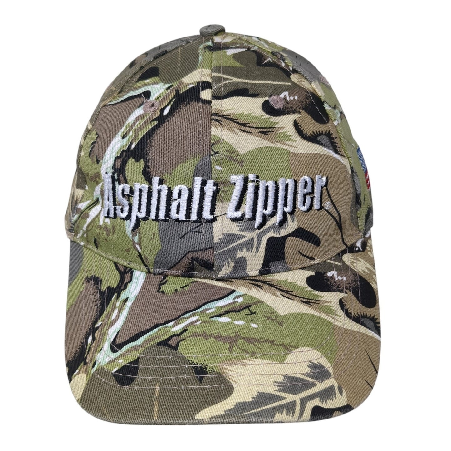 Asphalt Zipper Zip-It Strapback Hat Multicolor Camo One Size Adjustable