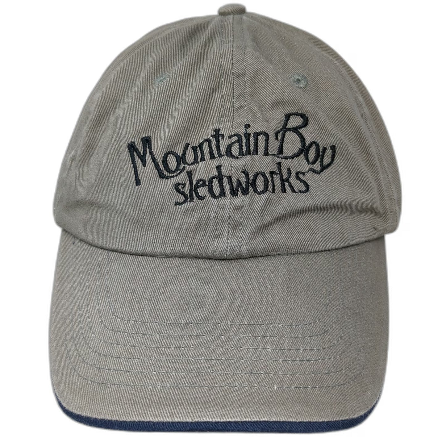 Mountain Boy Sledworks Baseball Cap Brown One Size Strapback Hat Blue Trim Sewn