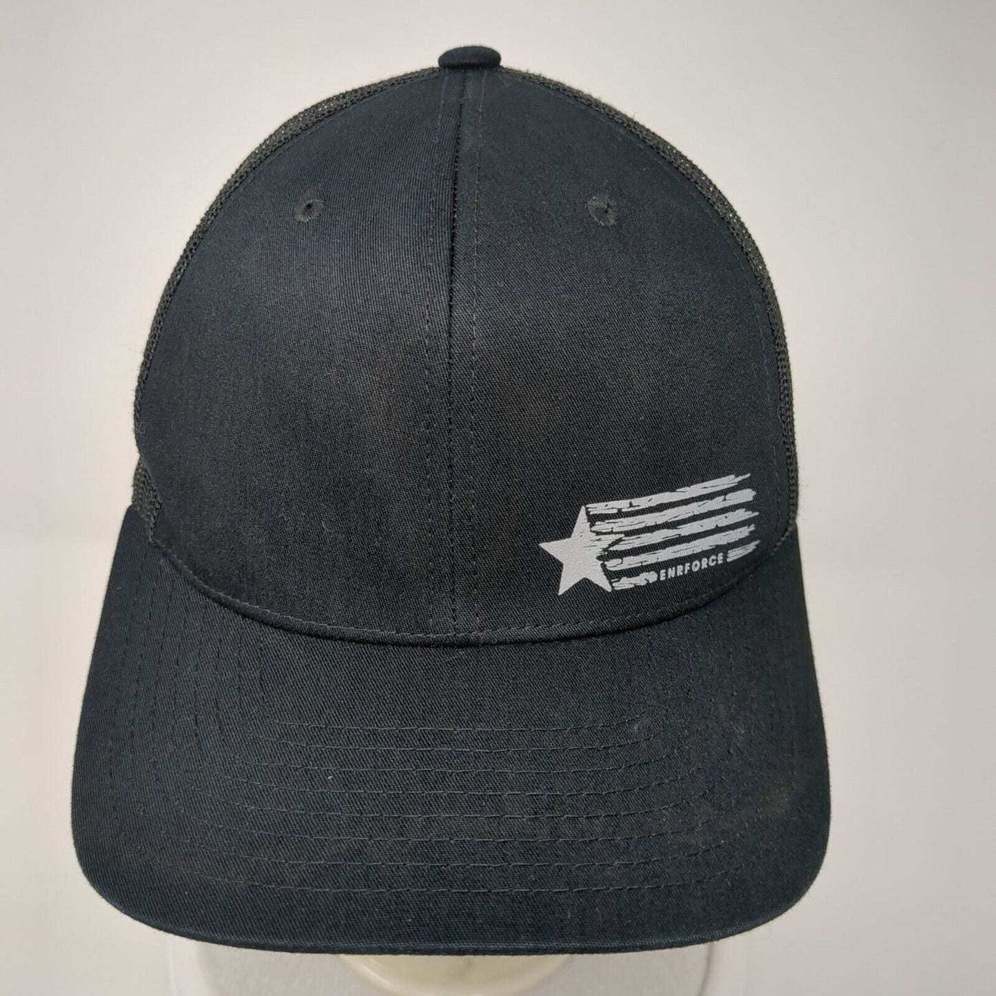 Enforce Snapback Mesh Back Trucker Hat Black One Size Solid Yupoong