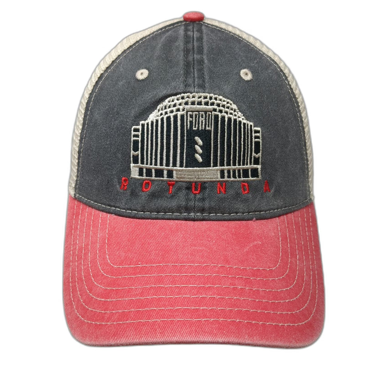 Cap America Trucker Hat Gray Red One Size Ford Rotunda Mesh Snapback hat