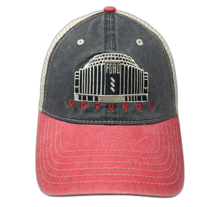 Cap America Trucker Hat Gray Red One Size Ford Rotunda Mesh Snapback hat