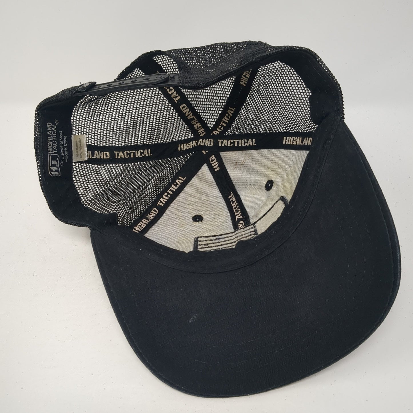 Highland Tactical Snapback Trucker Hat Black One Size USA Flag Mesh Back