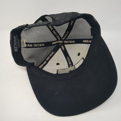 Highland Tactical Snapback Trucker Hat Black One Size USA Flag Mesh Back