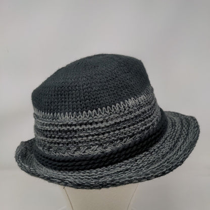 18 Collection Fedora Hat Multicolor One Size Feather Wide Brim Two Tone Knit