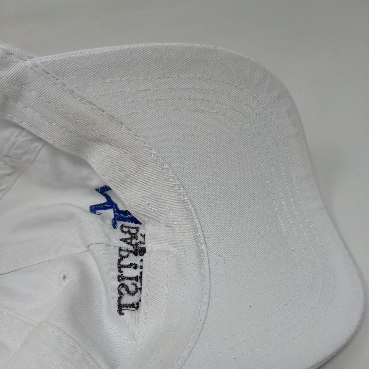 Baptist Health Slideback Hat White OSFA Adjustable Embroidered 6 Panel Cotton