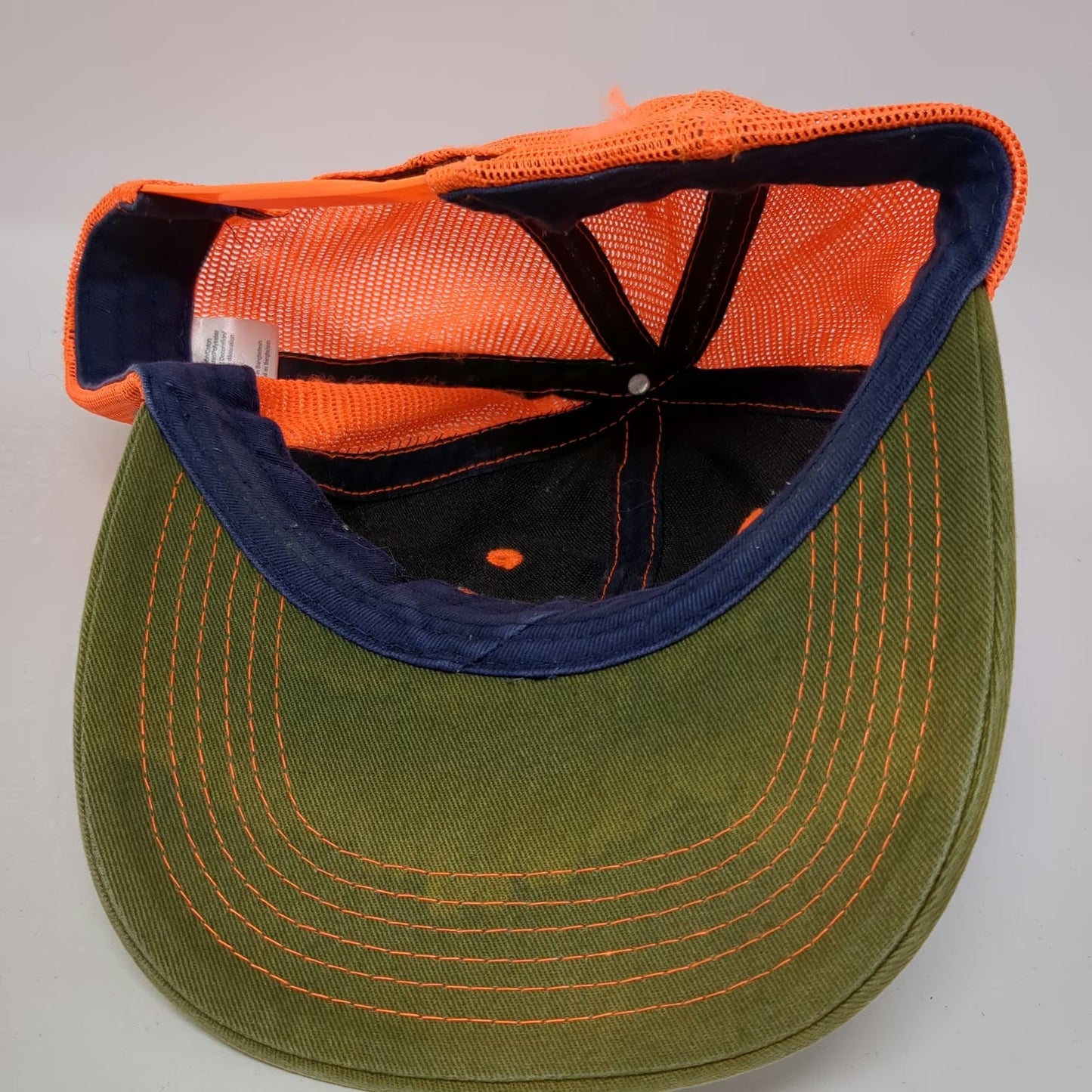 Caterpillar Trucker Hat Blue Orange Green One Size Snapback Mesh CAT Logo