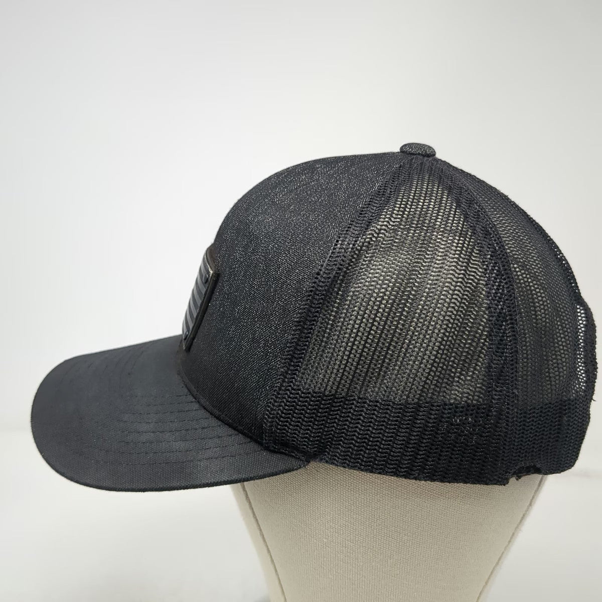 Pacific Headwear Trucker Hat Black One Size Snapback American Flag Rubber Patch