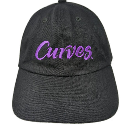 Curves Baseball Cap Black Purple One Size Slideback Fitness Gym Workout Hat