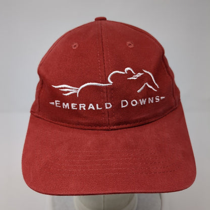 Emerald Downs Slideback Hat Red One Size Adjustable Embroidered Vented Holes
