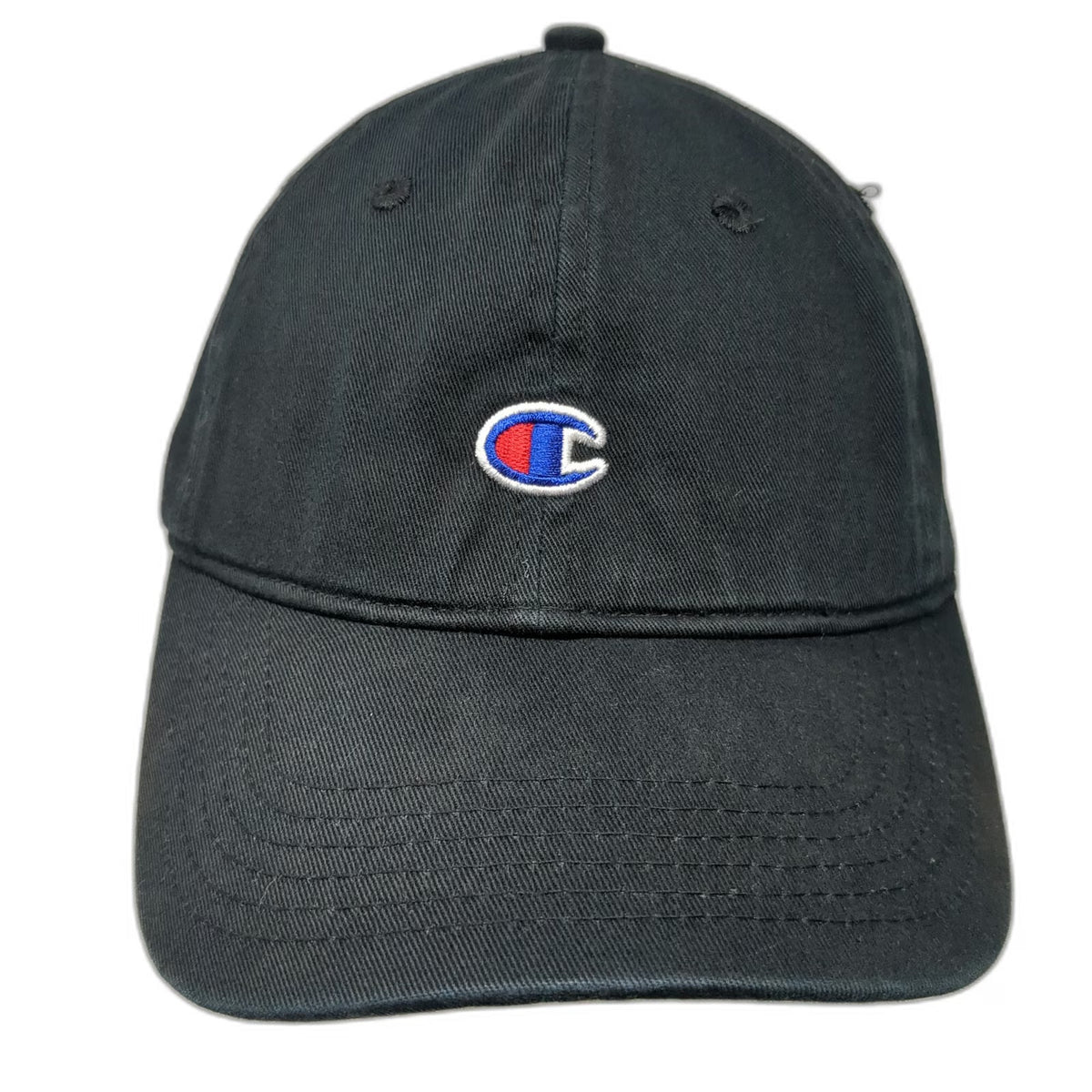 Champion Baseball Cap Black One Size Embroidered Logo Strapback Cotton Hat