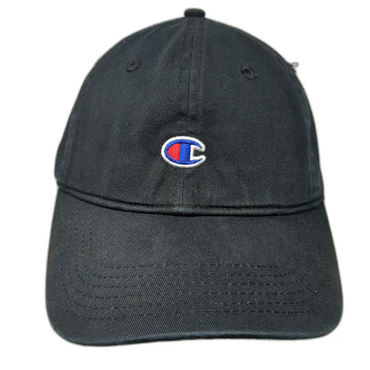 Champion Baseball Cap Black One Size Embroidered Logo Strapback Cotton Hat