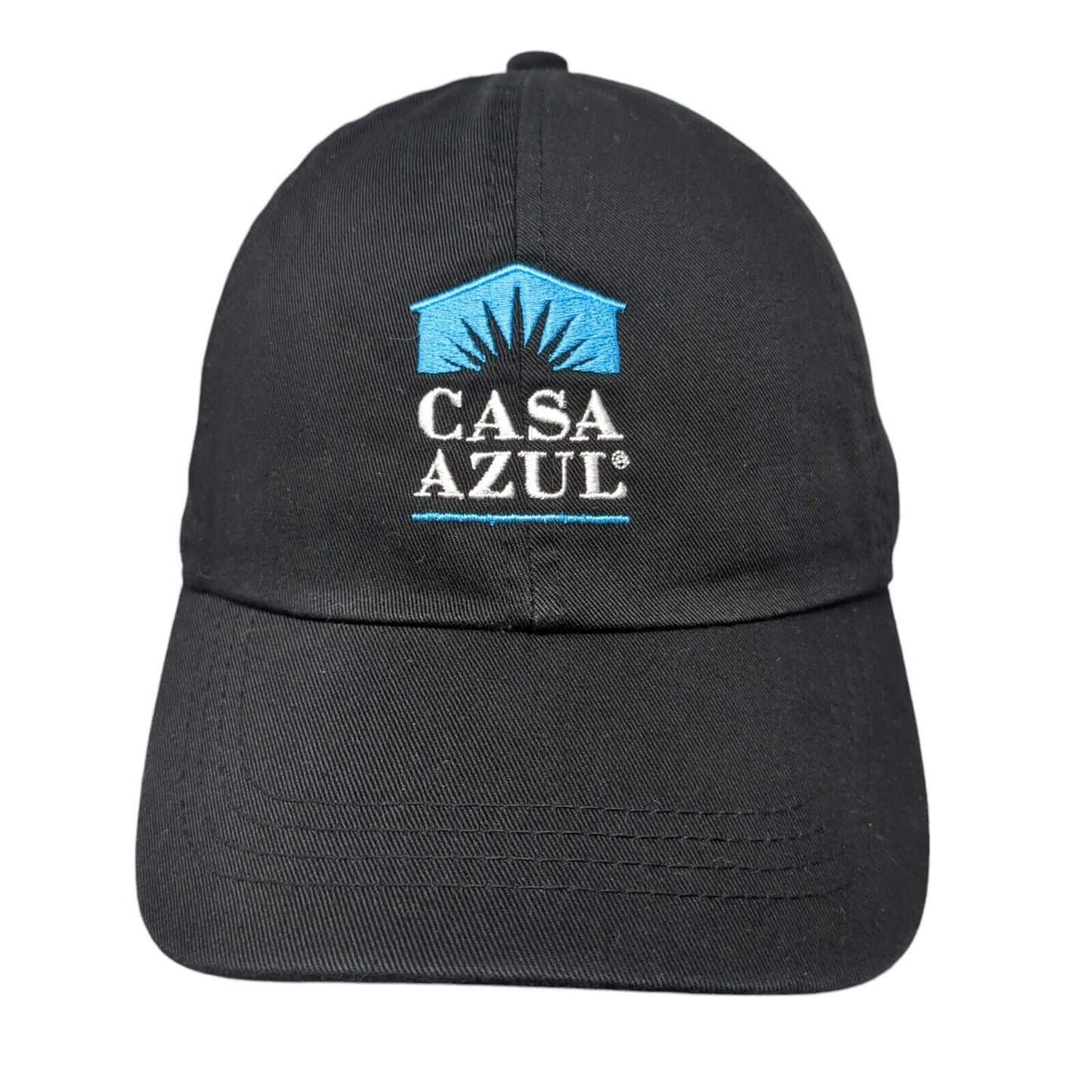 Casa Azul Slideback Baseball Cap Black One Size Adjustable Embroidered Cotton