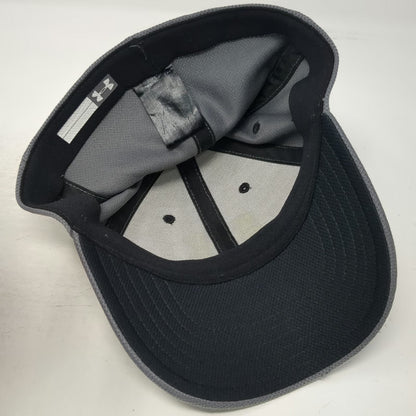 Under Armour Baseball Cap Gray M Fitted Neon Yellow Logo Performance Mesh Hat