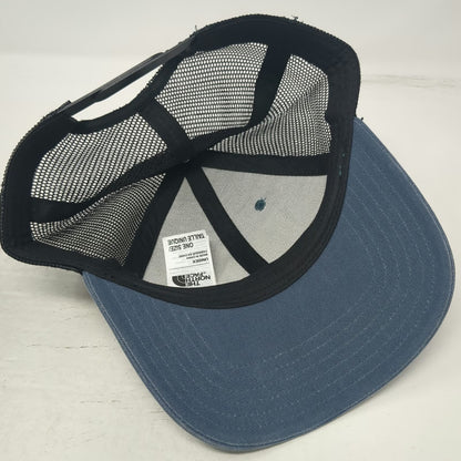 The North Face Trucker Hat Blue Black One Size Mesh Snapback Alpine Logo Patch