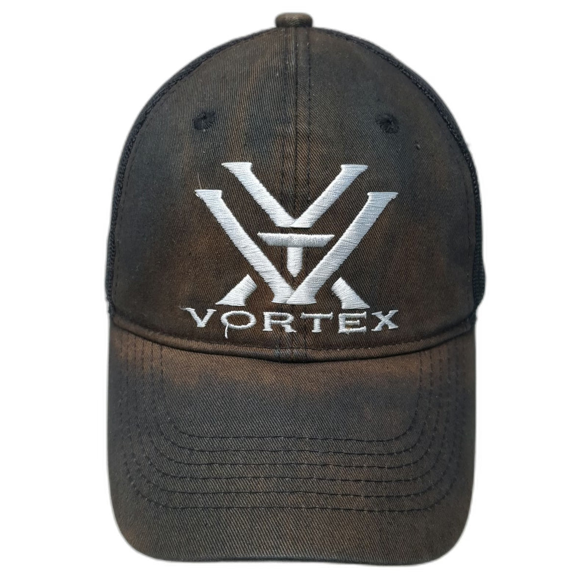 Vortex Trucker Hat Black One Size Mesh Back Snapback Distressed Logo Outdoor