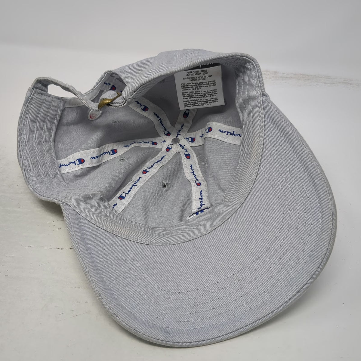 Champion Baseball Cap Gray One Size Slideback Embroidered Logo Cotton Hat