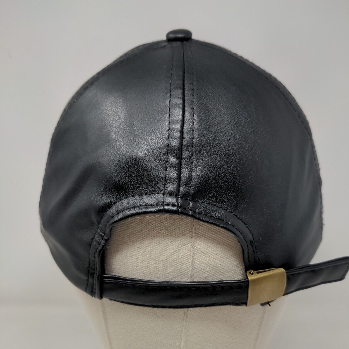 Unbranded Leather Slideback Hat Black One Size Adjustable Blank Polyester