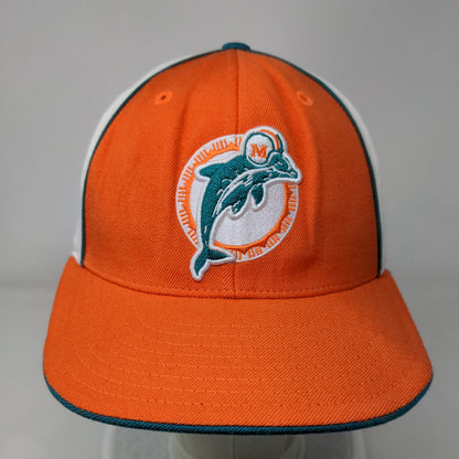 Miami Dolphins NFL Gridiron Reebok Fitted Hat Orange Green 7 3/8 Vintage Wool