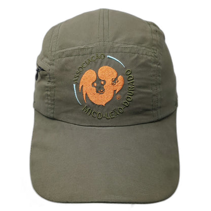 Kimilly Robinson 5 Panel Green Hat One Size Zip Pocket Monkey Wildlife Logo Cap