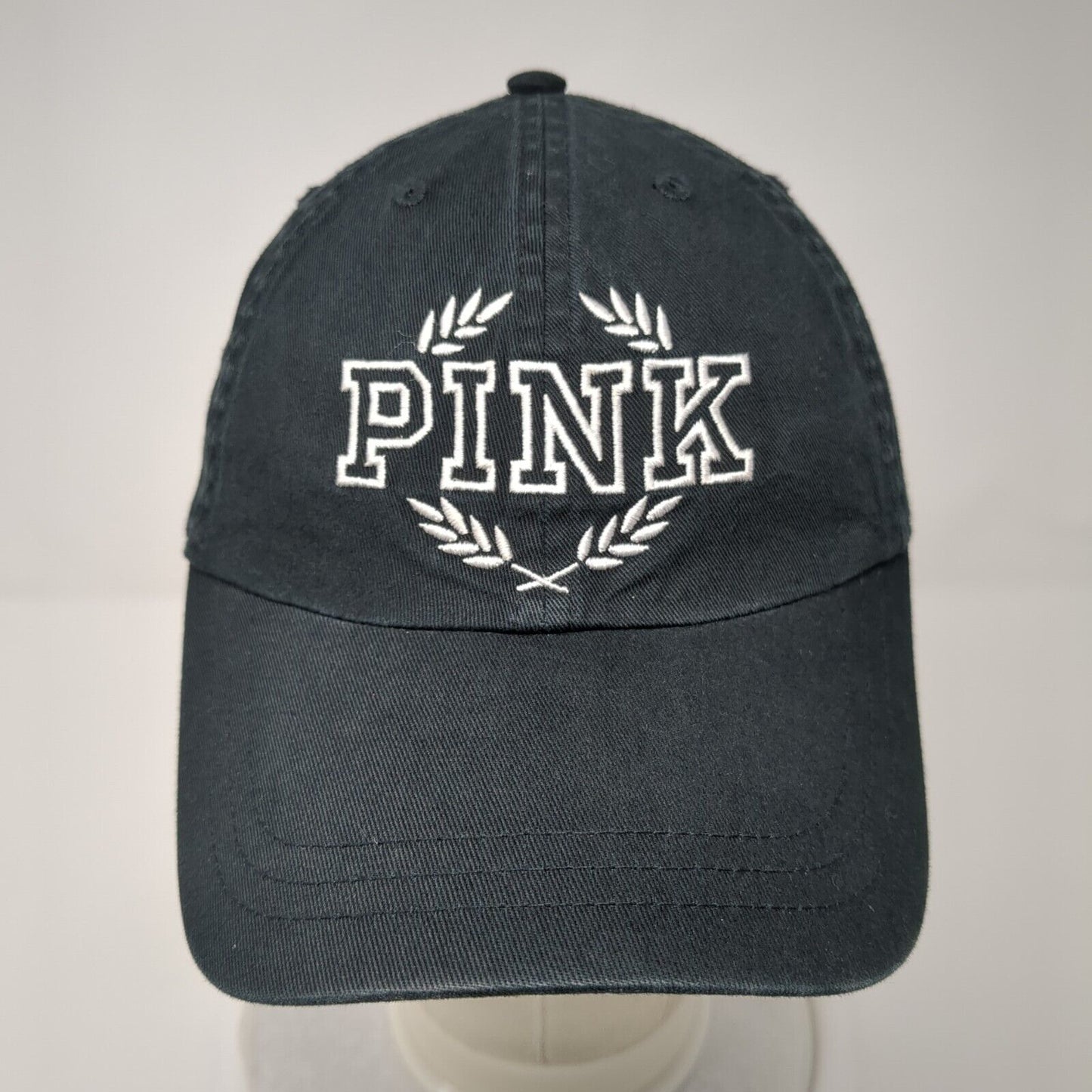 PINK Victoria's Secret Strapback Hat Black One Size Embroidered 6 Panel