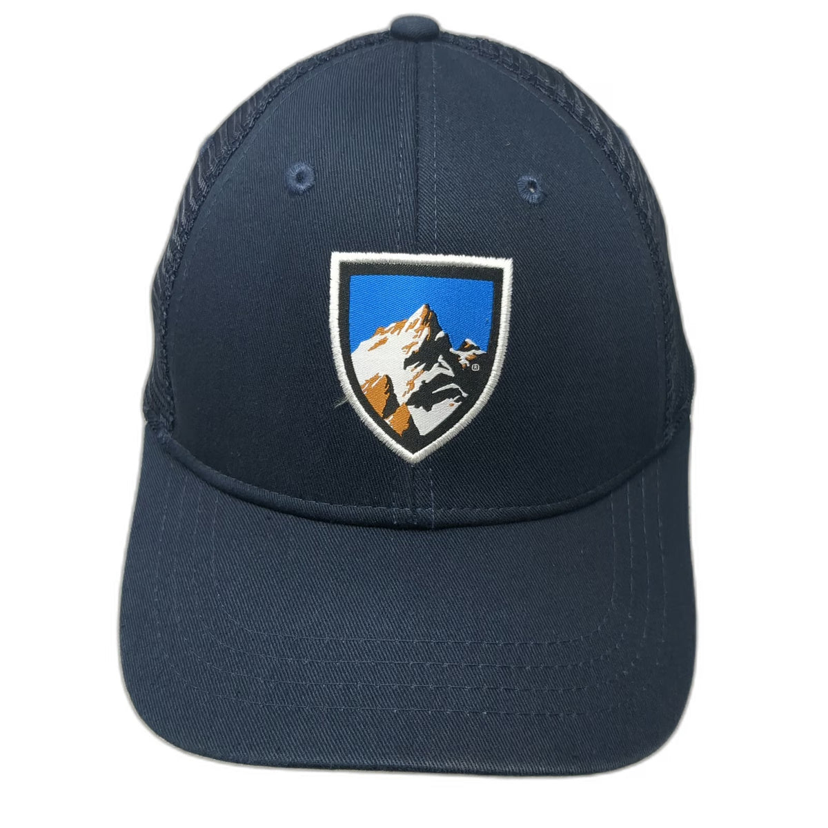 KÜHL Trucker Hat Blue One Size Mountain Shield Patch Mesh Back Snapback Logo