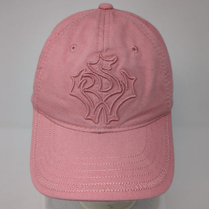 Unbranded Women's Strapback Hat Pink One Size Embroidered Logo 6 Panel