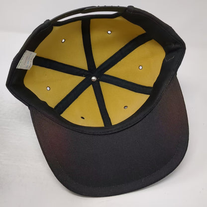 Yupoong NASA Worm Logo Scrambled Eggs 5 Panel Hat Black Yellow Patch Vintage