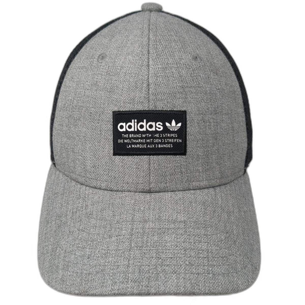 Adidas Gray Trucker Hat One Size Trefoil Logo Snapback Mesh Back 3 Stripes
