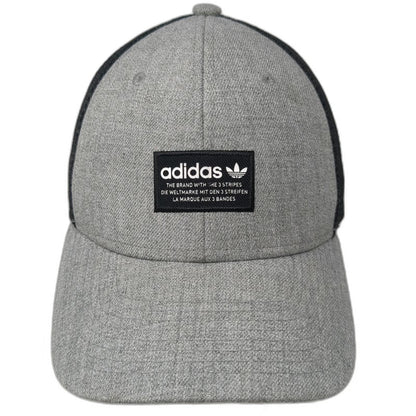 Adidas Gray Trucker Hat One Size Trefoil Logo Snapback Mesh Back 3 Stripes